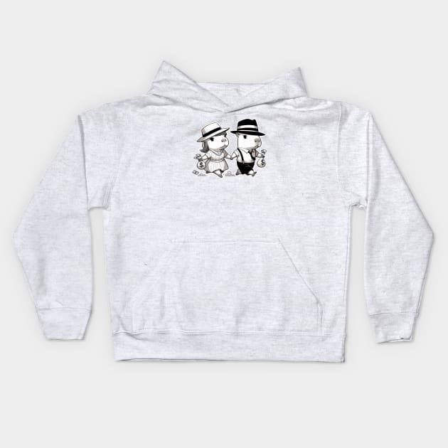 Toronto - High Park Capybaras Bonnie & Clyde V2 Kids Hoodie by nostalgiapress